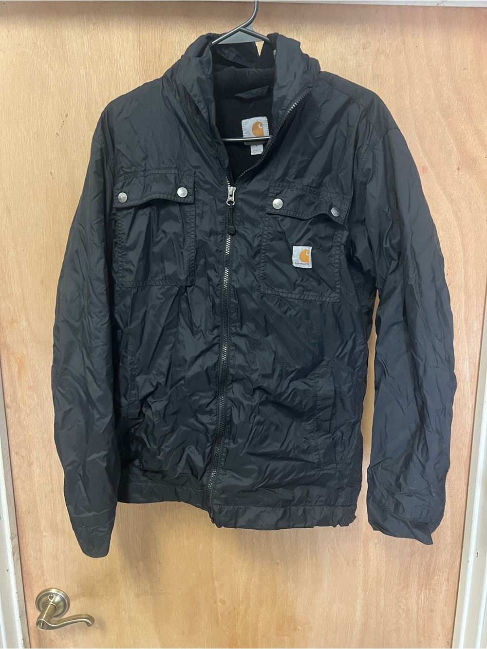 Carhartt Black Fleece Lined Hooded Utility Jacket Men’s Small
